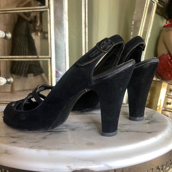 Vintage Velvet Platform Heels - Picture 3 of 13